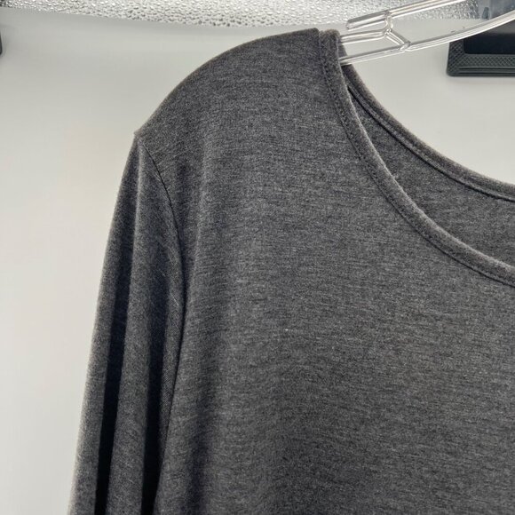 Shop Basic Women's Shift Dress Ruffle Hem 3/4 Sleeve Gray Size 4XL - Picture 5 of 9